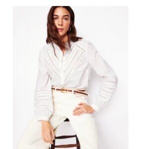 Boden lace trimmed cotton blouse